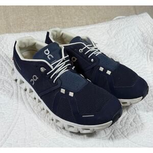 On Running Men's Navy Blue and White Cloud Athletic Shoes